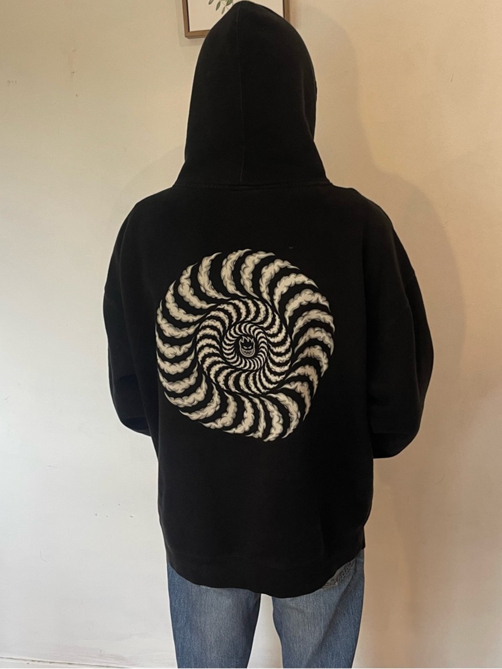 Spitfire Black Zip-Up Hoodie with Flame Face Logo